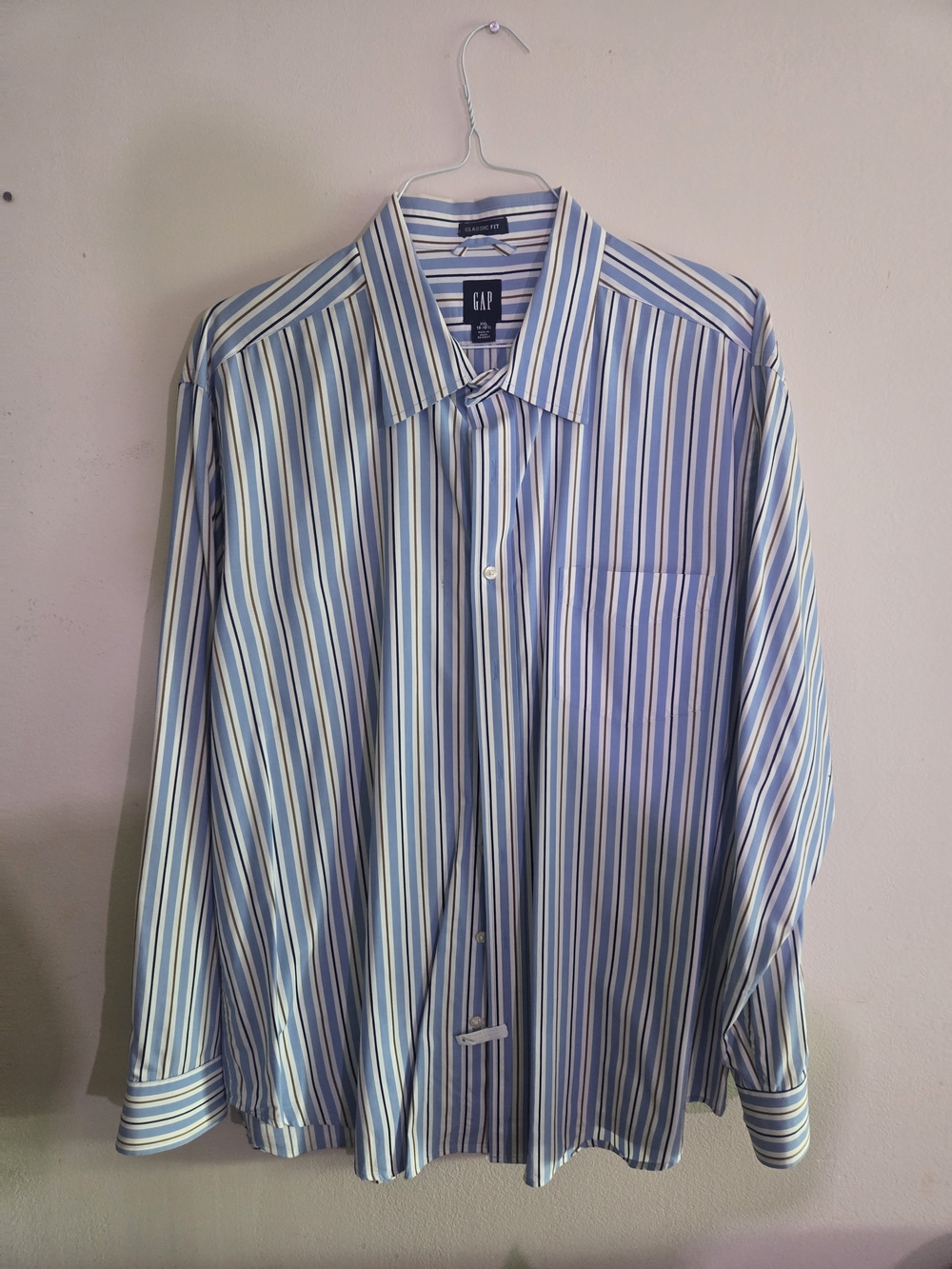 Gap Men's Dress Shirt Classic Fit Striped Button-Down Long Sleeve 2XL 18-18.5